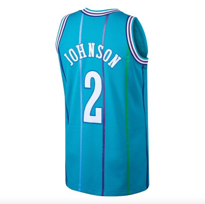 1992-93-Charlotte-Hornets-2-Larry-Johnson-Hardwood-Classics-Teal-Jersey-3
