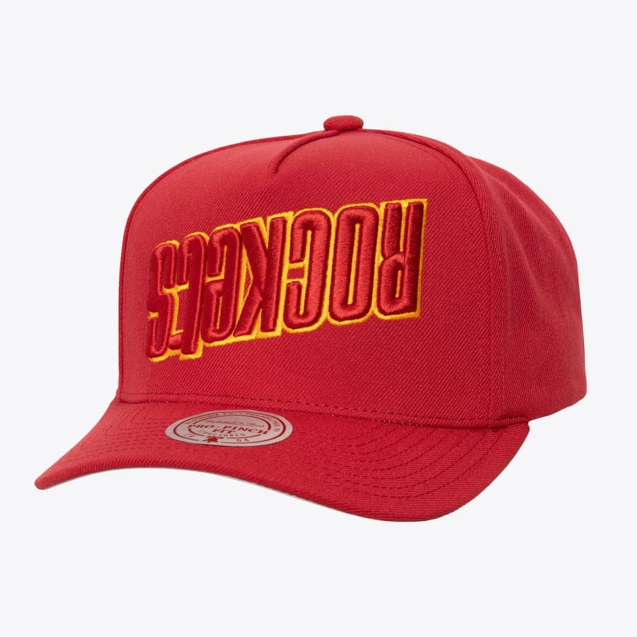 Бейсболка Mitchell & Ness Red Houston Rockets Hardwood Classics Upside Pro Snapback Hat