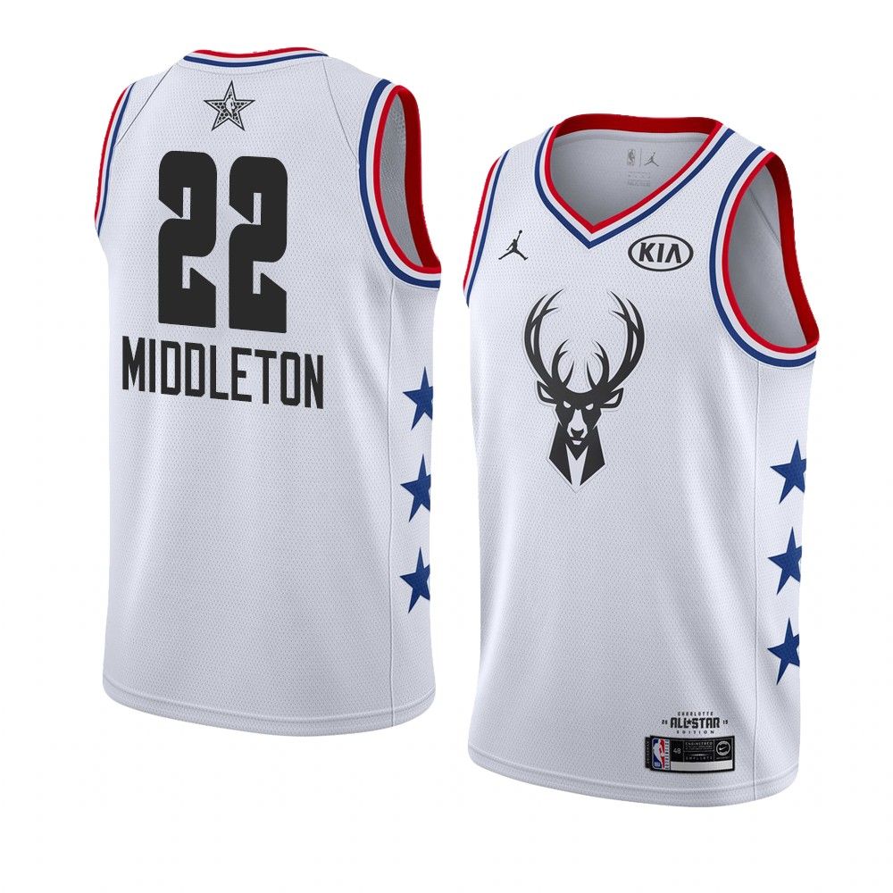 Баскетбольная джерси 2019 NBA All-Star Bucks Khris Middleton #22 White Swingman Jersey
