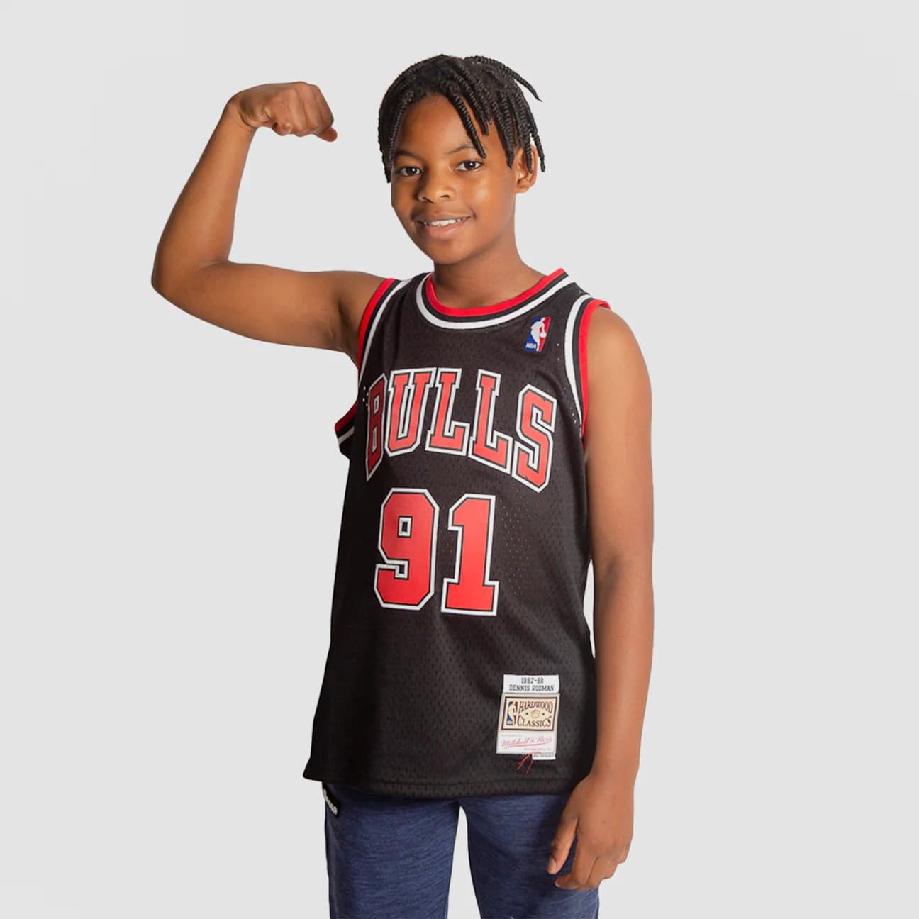 Баскетбольная джерси 1997-1998 Chicago Bulls Dennis Rodman #91 Youth Swingman Hardwood Classic Black Jersey
