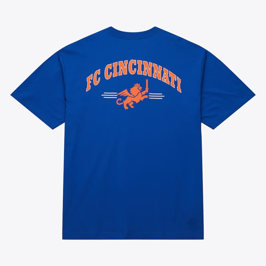 Футболка Mitchell & Ness Blue FC Cincinnati Current Logo Double Hit Pocket T-Shirt