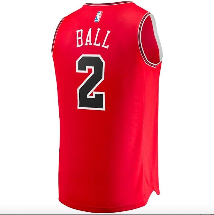 Баскетбольная джерси 2021-22 Chicago Bulls #2 Lonzo Ball  Fast Break  Icon Red Jersey