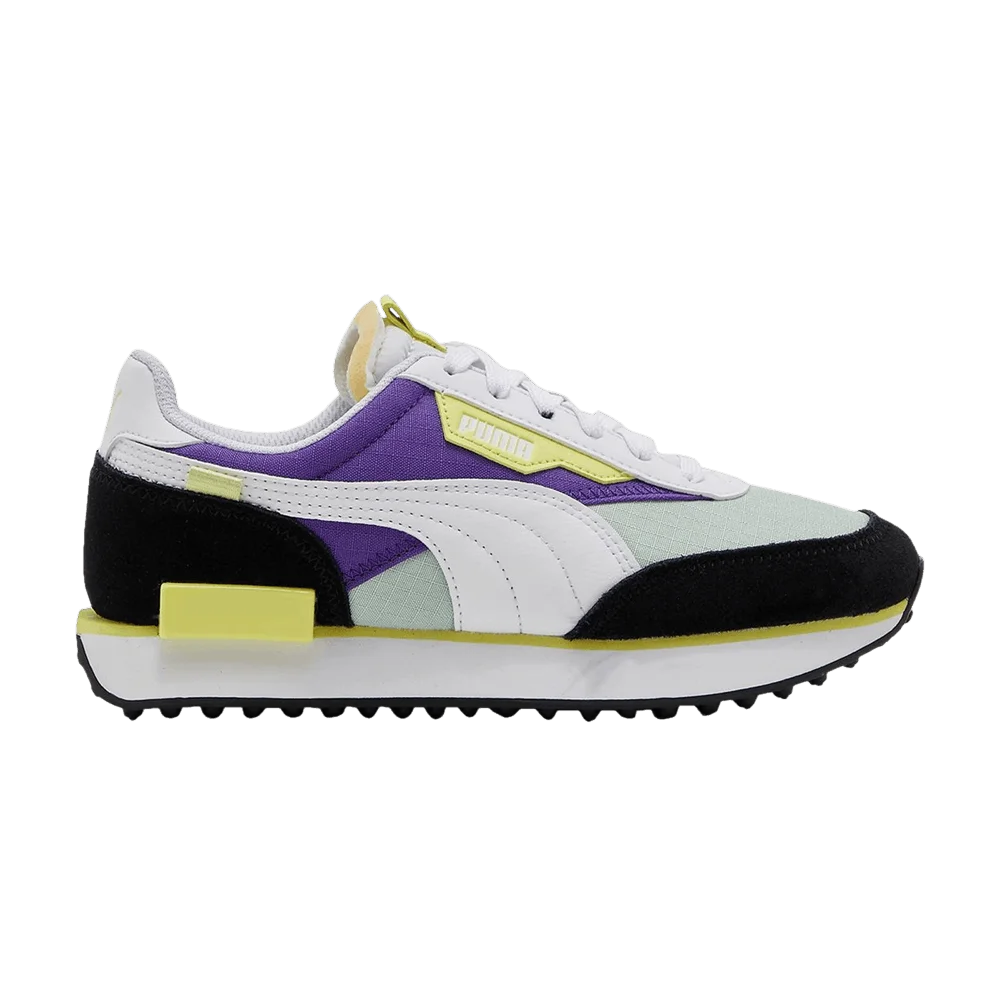 Krossovki-Puma-Future-Rider-Play-On-Jr-Mist-Green-Purple-Corallites