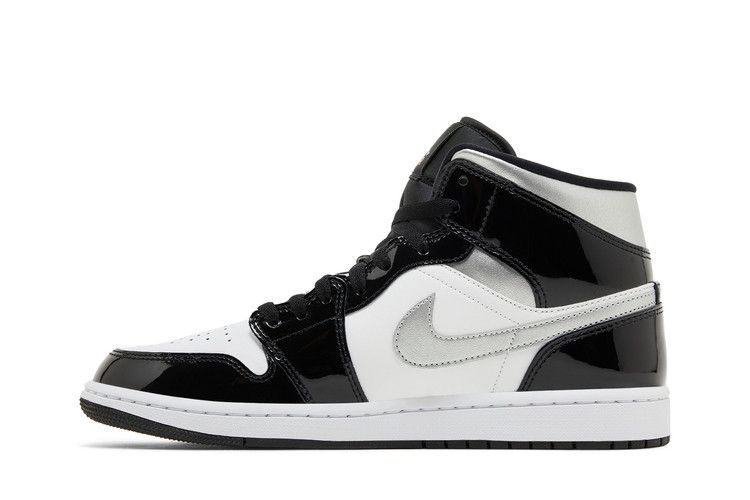 Кроссовки Air Jordan 1 Mid SE 'Black White Metallic Silver'