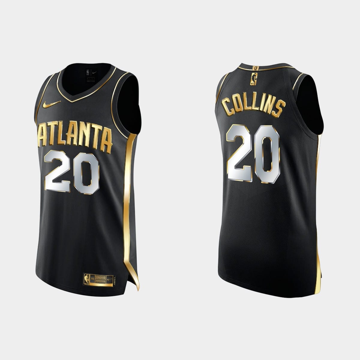 Баскетбольная джерси Atlanta Hawks #20 John Collins Authentic Golden Black 1X Champs Jersey