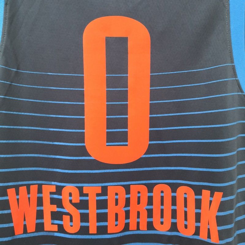 Баскетбольная джерси 2017-18 Russell Westbrook Oklahoma City Thunder #0 Statement Navy