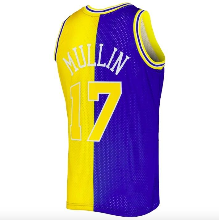 Баскетбольная джерси 1993-94 Golden State Warriors #17 Chris Mullin Mitchell & Ness Split Royal/Gold Jersey