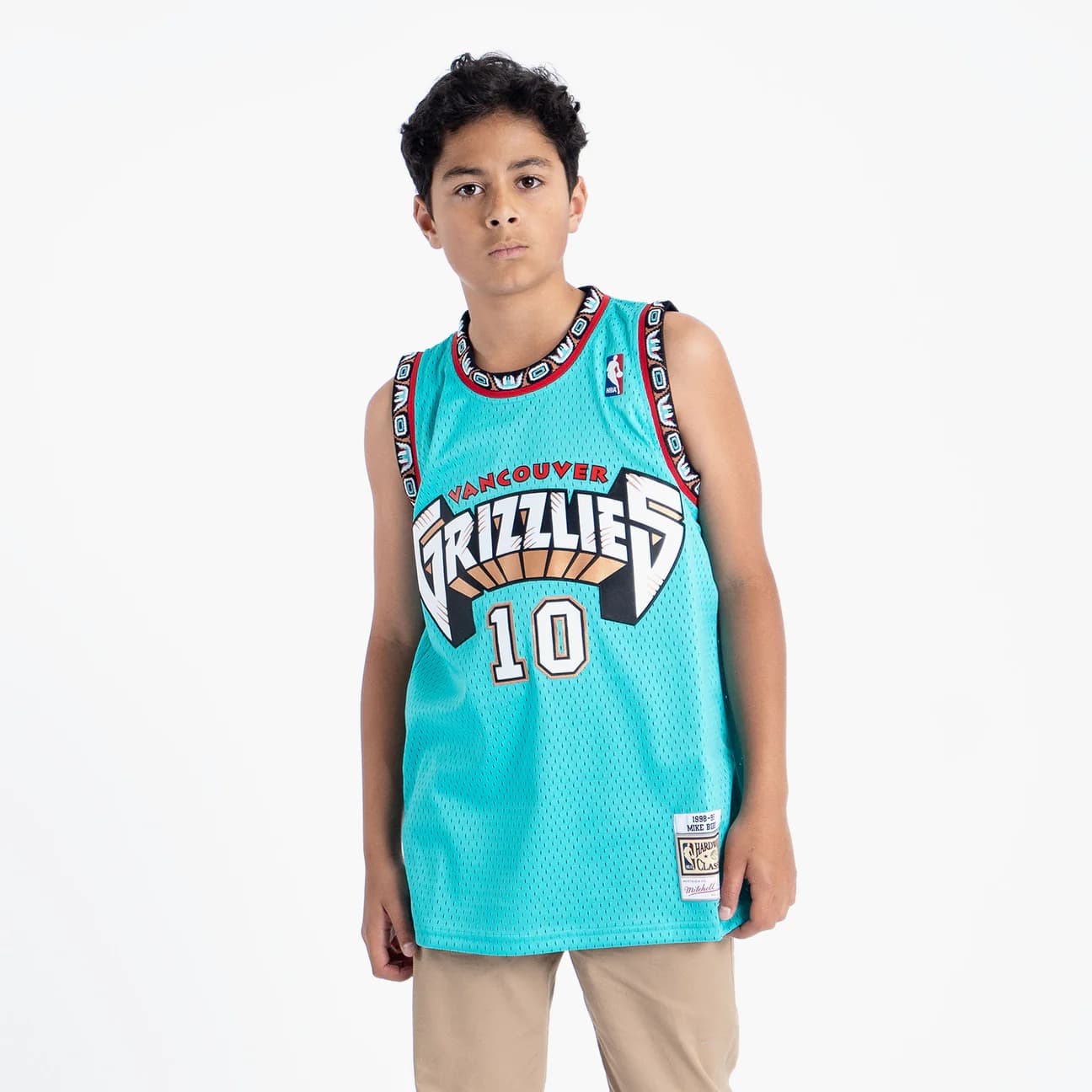 Баскетбольная джерси 1998-99 Vancouver Grizzlies Mike Bibby #10 Youth Swingman Hardwood Classics Teal Jersey