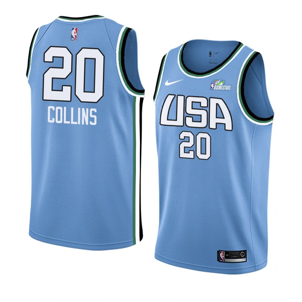 Баскетбольная джерси 2019 Team World John Collins #20 NBA Rising Star Blue Swingman