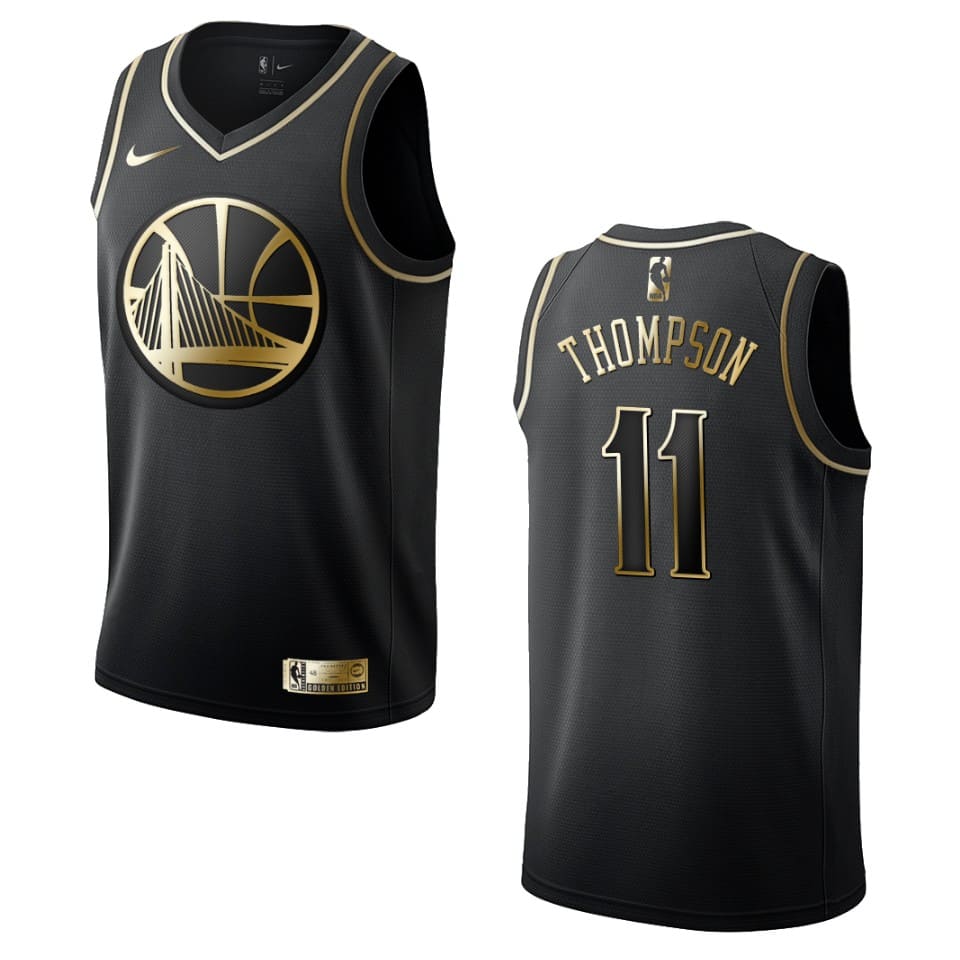 Баскетбольная джерси 2020 Warriors #11 Klay Thompson Golden Edition Black Swingman Jersey