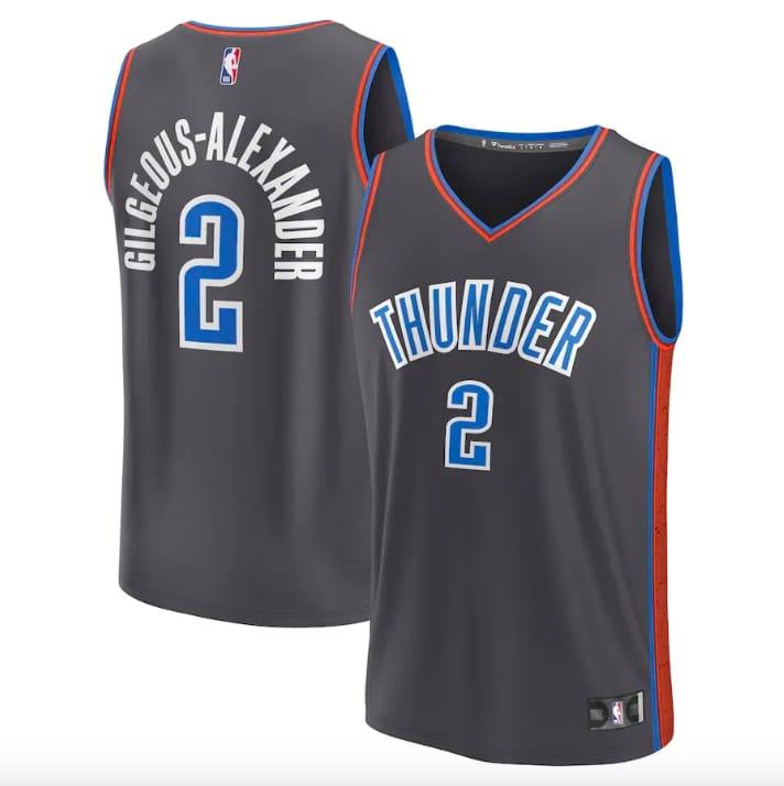 Баскетбольная джерси 2022-23 Oklahoma City Thunder #2 Shai Gilgeous-Alexander Fastbreak City Anthracite Jersey