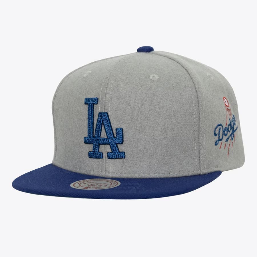 Бейсболка Mitchell & Ness Gray Royal Los Angeles Dodgers Melt Stitch Snapback Hat
