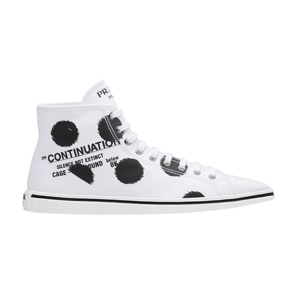 Кроссовки Prada Point-Toe Canvas High 'Polka Dot - White Black'