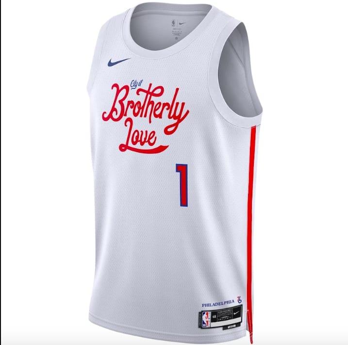 Баскетбольная джерси 2022-23 Philadelphia 76ers #1 James Harden Swingman City White Jersey