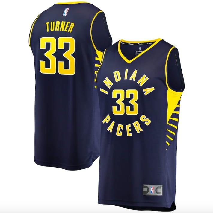 Баскетбольная джерси Indiana Pacers  #33 Myles Turner Fast Break Icon Navy Jersey