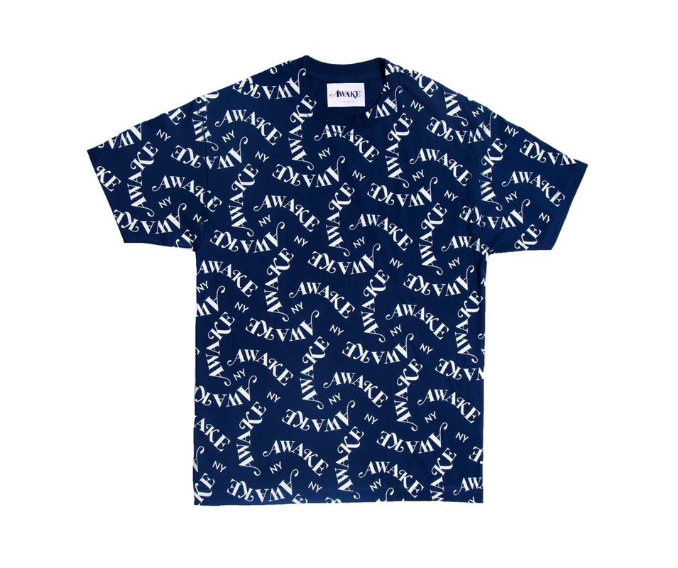 Футболка Awake All Over Logo Print Tee Navy