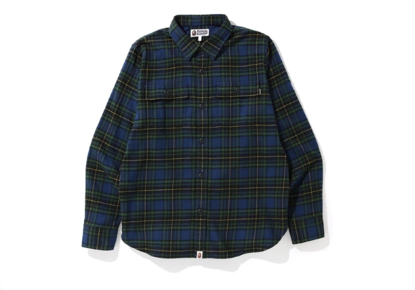 Рубашка BAPE Shark Flannel Check Shirt FW19 Green