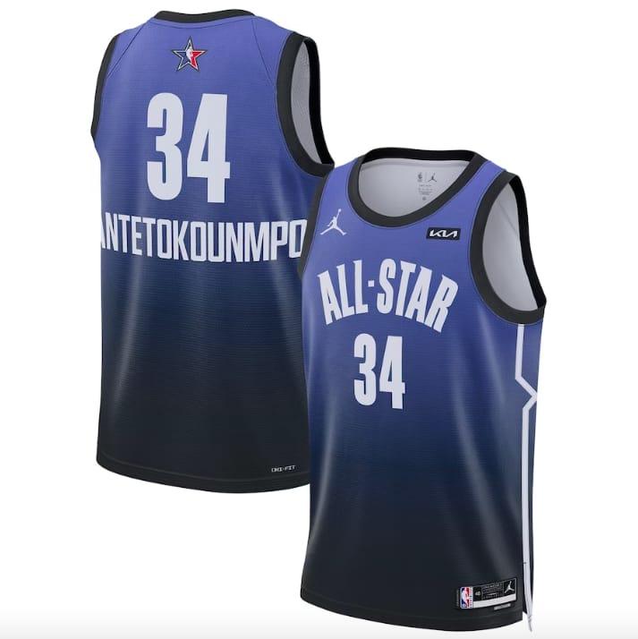 Баскетбольная джерси 2023 NBA All-Star Game #34 Giannis Antetokounmpo  Swingman Blue Jersey
