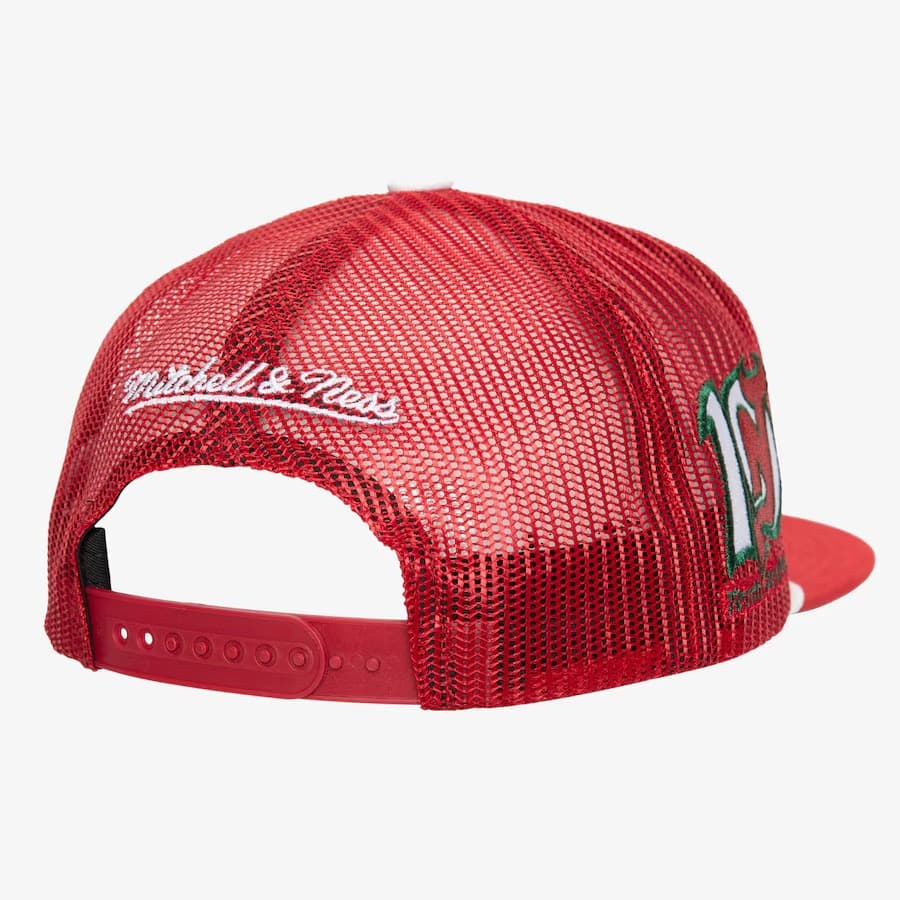 Бейсболка Mitchell & Ness Red New Jersey Devils Roper Trucker Adjustable Hat