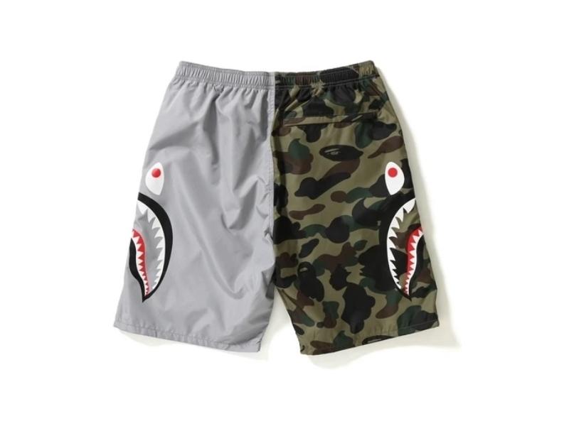 Спортивные шорты BAPE 1st Camo Half Shark Beach Shorts Gray/Green