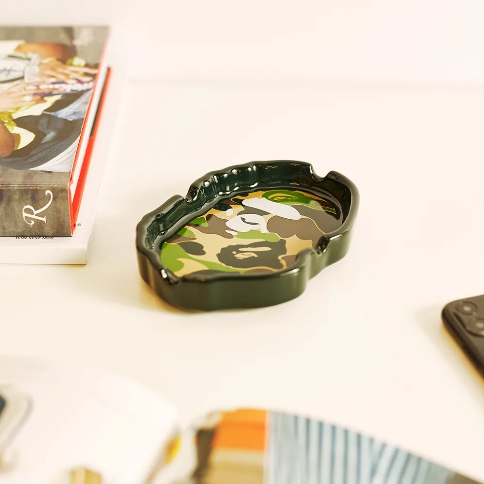 Пепельница BAPE Abc Camo Ape Head Ashtray Black/Green