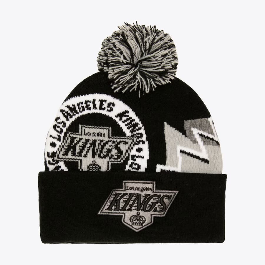 Шапка Mitchell & Ness Black Los Angeles Kings Vintage Those Days Cuffed Knit Pom Hat