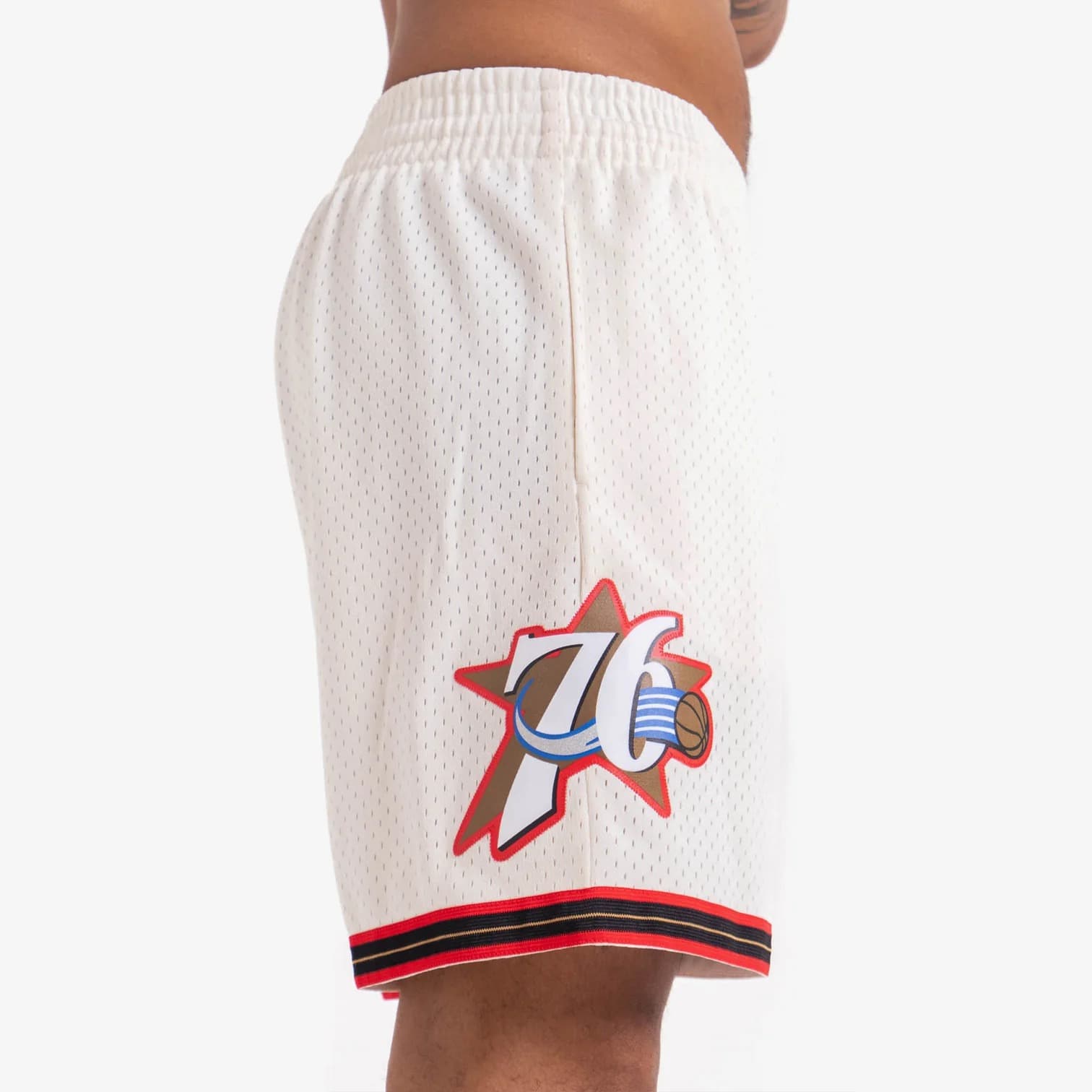 Спортивные шорты Mitchell & Ness Philadelphia 76ers Hardwood Classics Throwback Off White Swingman NBA Shorts