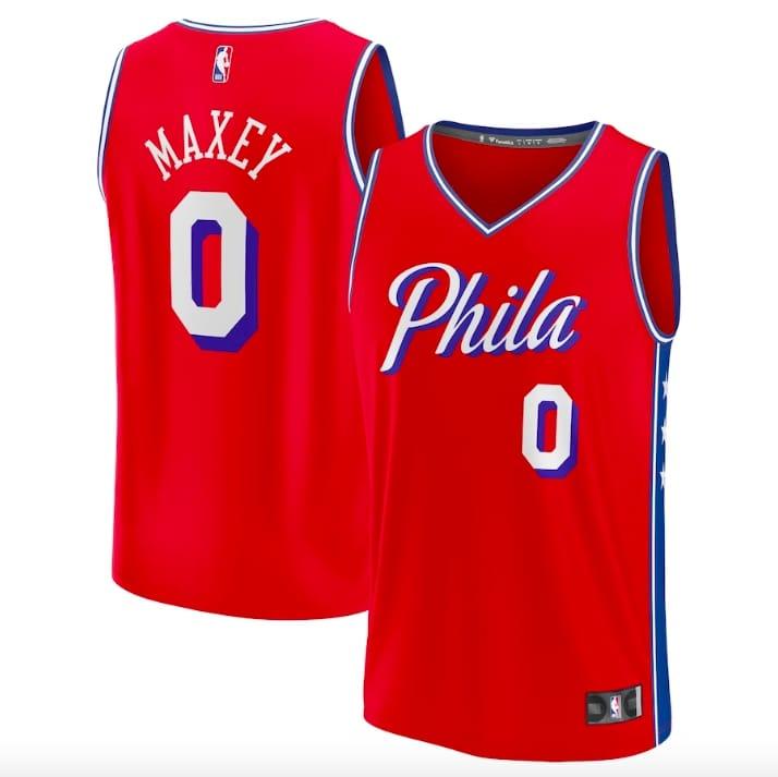 Баскетбольная джерси 2022-23 Philadelphia 76ers #0 Tyrese Maxey Fast Break Statement Red Jersey