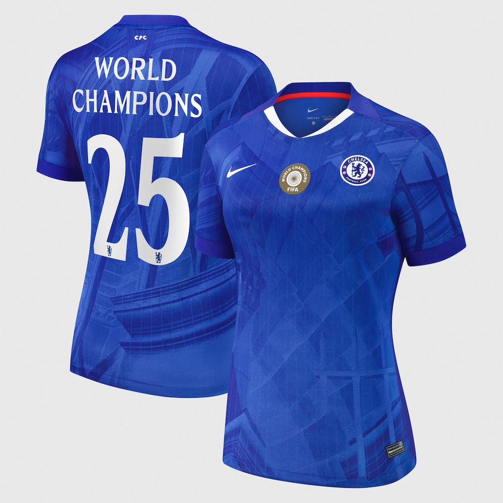 Женское футбольное джерси Chelsea Cup Nike Home Stadium Shirt 2025-26 - Womens with World Champions