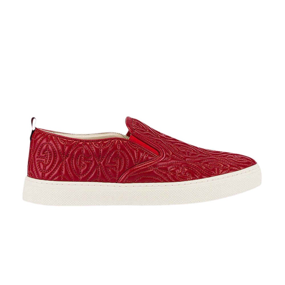 Krossovki-Gucci-Slip-On-Rhombus-Red