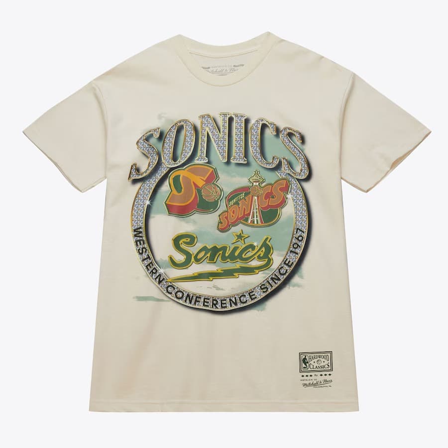 Футболка Mitchell & Ness Natural Seattle Supersonics Hardwood Classics Crown Jewels T-Shirt