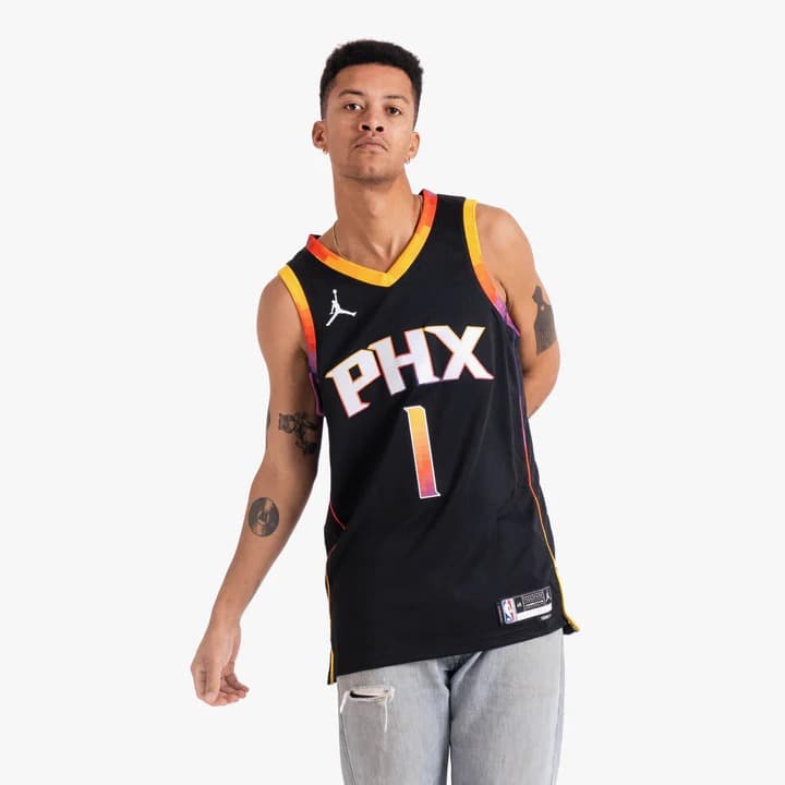 Баскетбольная джерси 2023-24 Phoenix Suns #1 Devin Booker Swingman Statement Black Jersey
