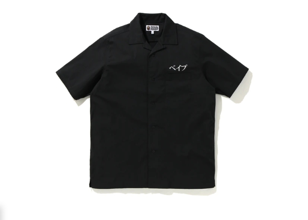 Рубашка BAPE Embroidery Open Collar Shirt Black