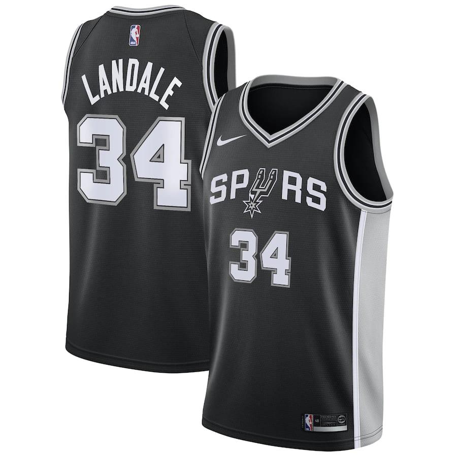 Баскетбольная джерси 2021-22 San Antonio Spurs #34 Jock Landale Swingman Jersey – Black Icon Edition
