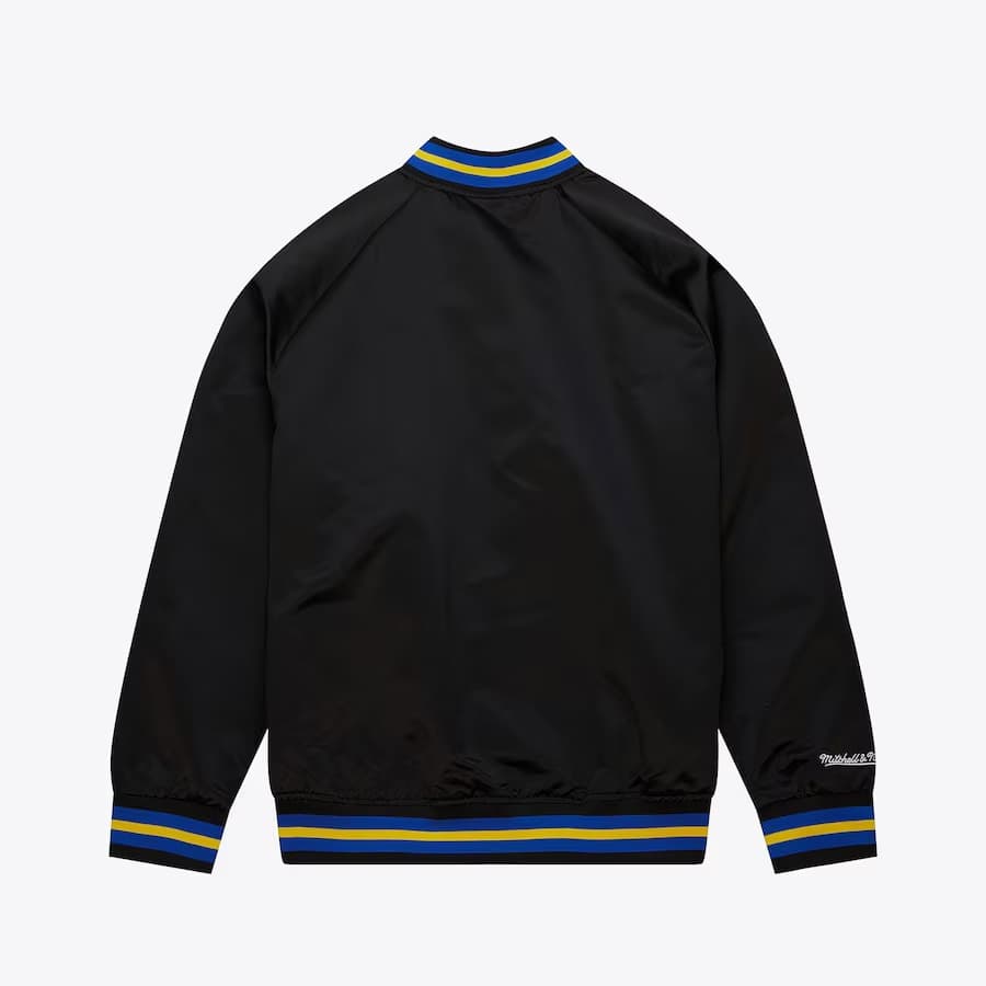 Бомбер Mitchell & Ness Black Golden State Warriors Lightweight Satin Raglan Full-Snap Jacket