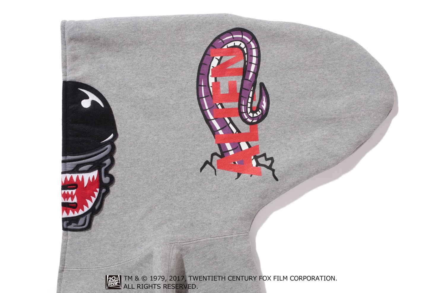 Худи BAPE Alienface Full Zip Hoodie Gray