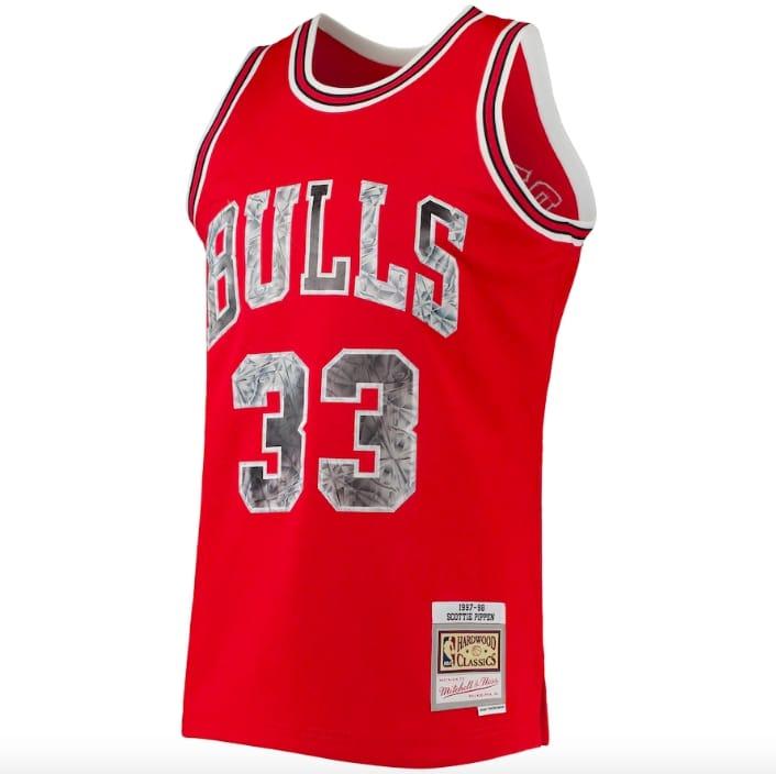 Баскетбольная джерси 1996-97 Chicago Bulls #33 Scottie Pippen Mitchell & Ness 75th Anniversary Diamond Red Jersey