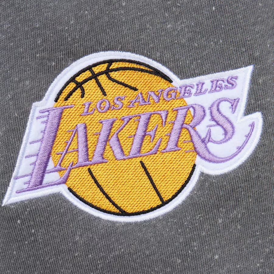 Худи Mitchell & Ness Gray Los Angeles Lakers Snow Washed Fleece Pullover Hoodie