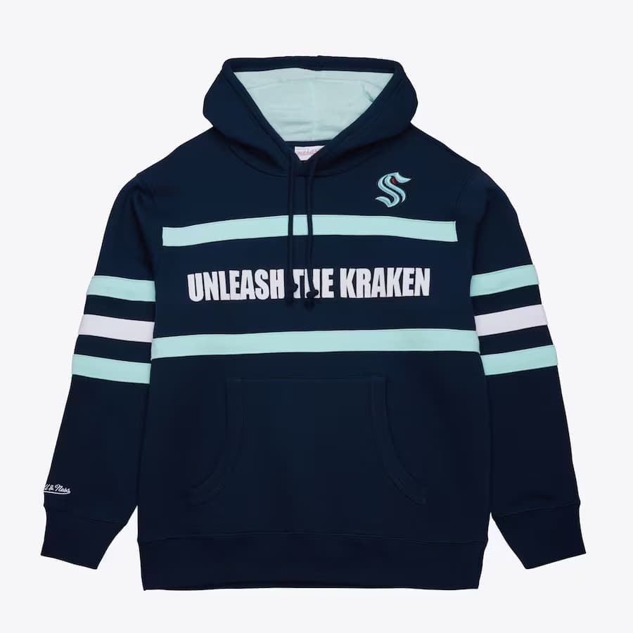 Худи Mitchell & Ness Navy Seattle Kraken Head Coach Fleece Pullover Hoodie
