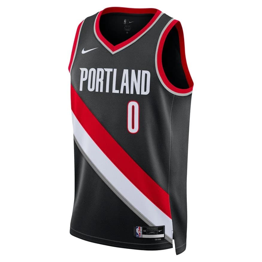 Баскетбольная джерси 2023-24 Portland Trail Blazers Damian Lillard #0 Swingman Icon Edition Black Jersey