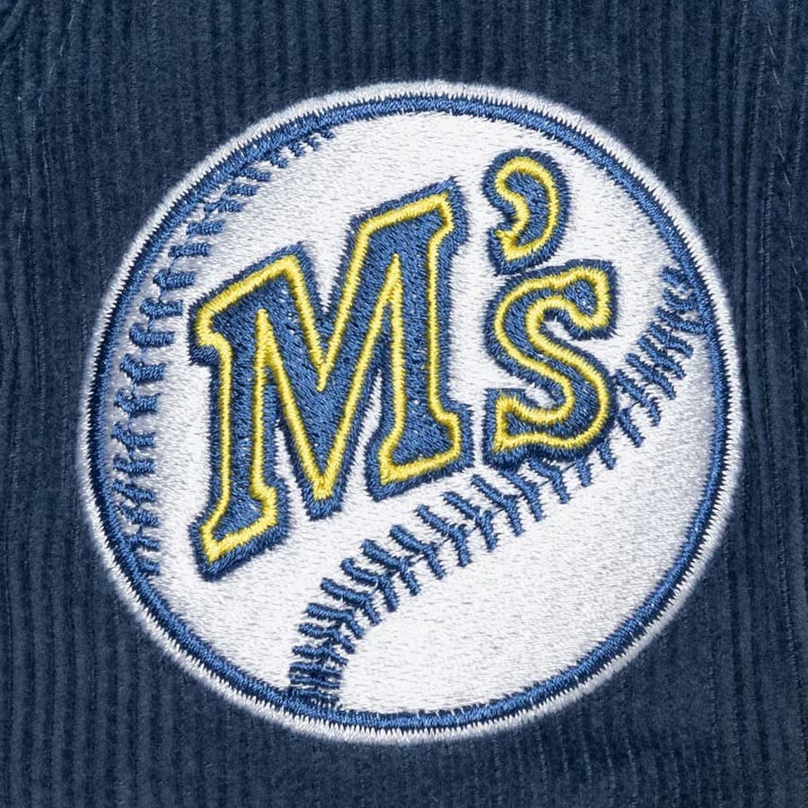 Бейсболка Mitchell & Ness Navy Gold Seattle Mariners Cooperstown Collection Sueduroy Snapback Hat