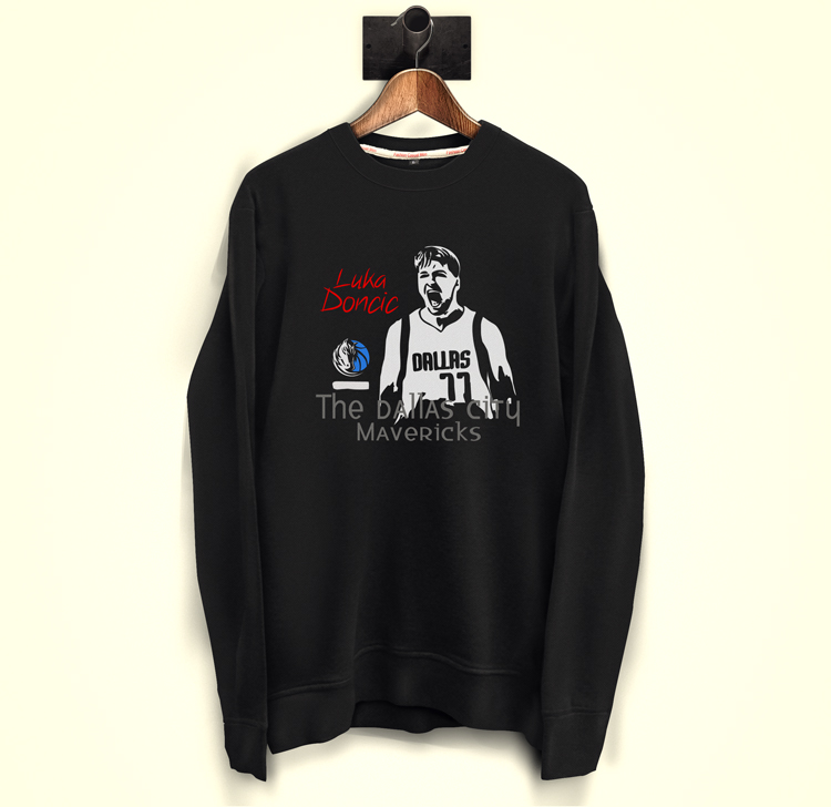Свитшот Luka Doncic. The Dallas City Mavericks. Black Sweetshirt