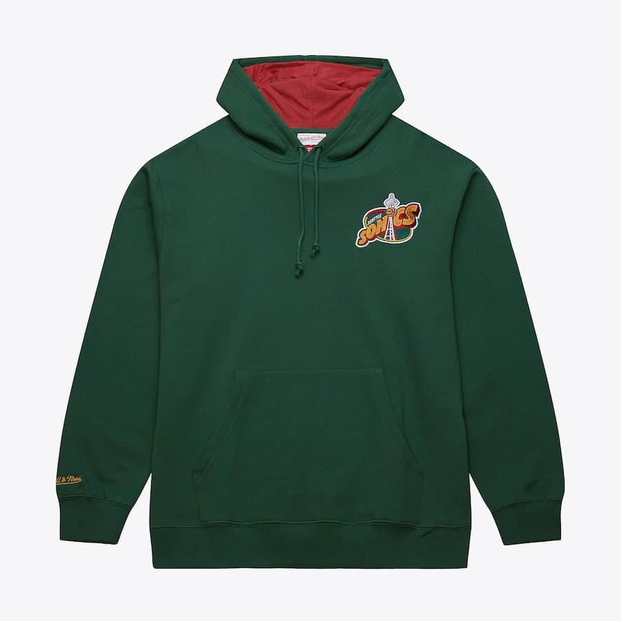 Худи Mitchell & Ness Gary Payton Green Seattle SuperSonics Name & Number Fleece Pullover Hoodie