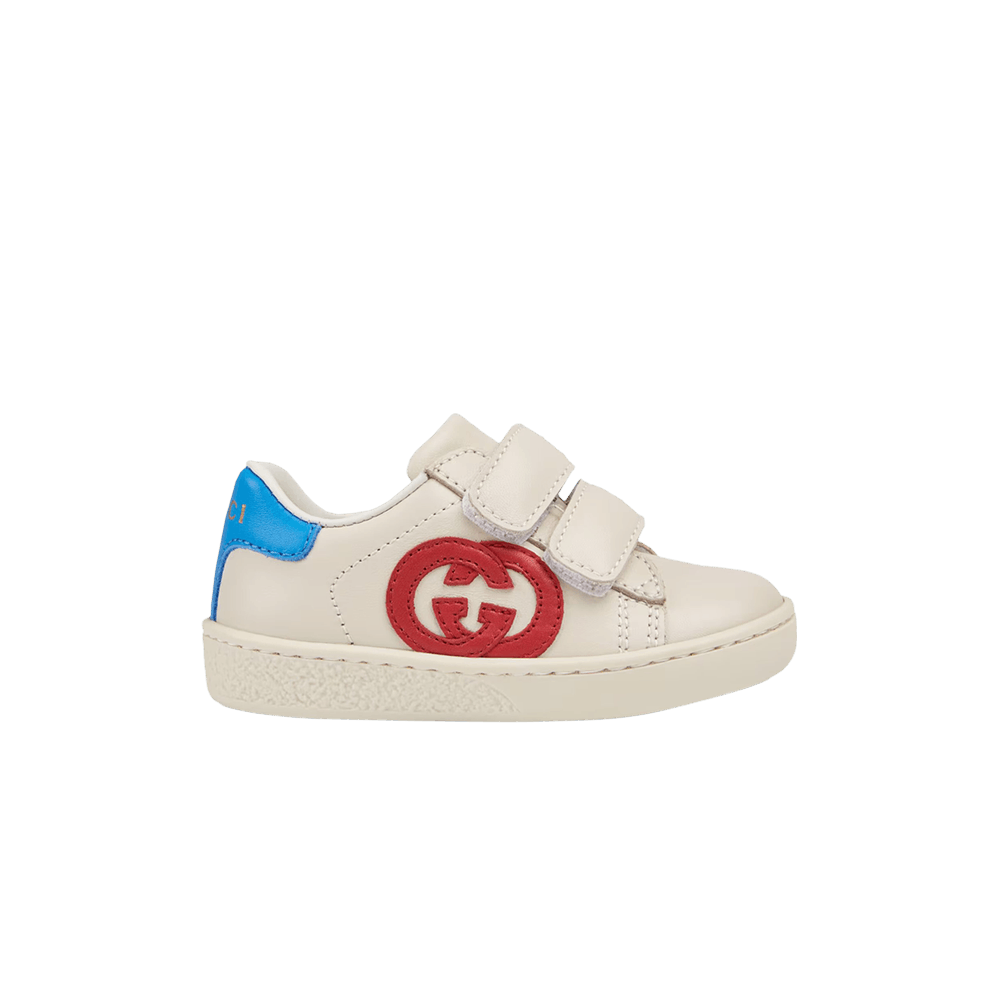 Кроссовки Gucci Ace Leather Kids 'Interlocking G - Mystic White Hibiscus'