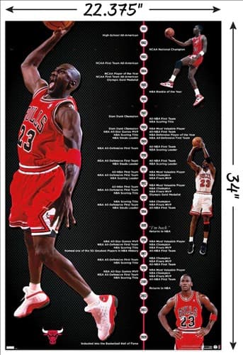 Настенный постер Michael Jordan Chicago Bulls Timeline NBA Wall Poster