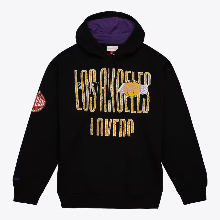 Худи Mitchell & Ness Black Los Angeles Lakers Team OG Fleece Pullover Hoodie