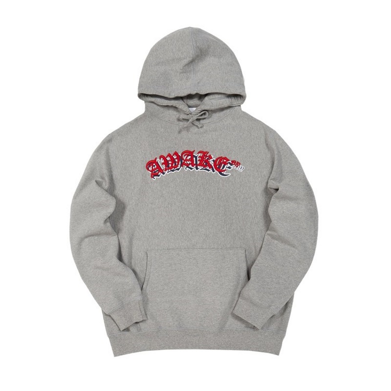 Худи Awake Embroidered Double Varsity Hoodie Heather Grey