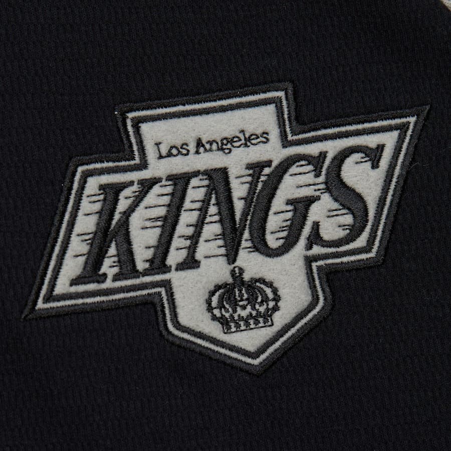 Лонгслив Mitchell & Ness Black Los Angeles Kings Vintage Logo Thermal Henley Top