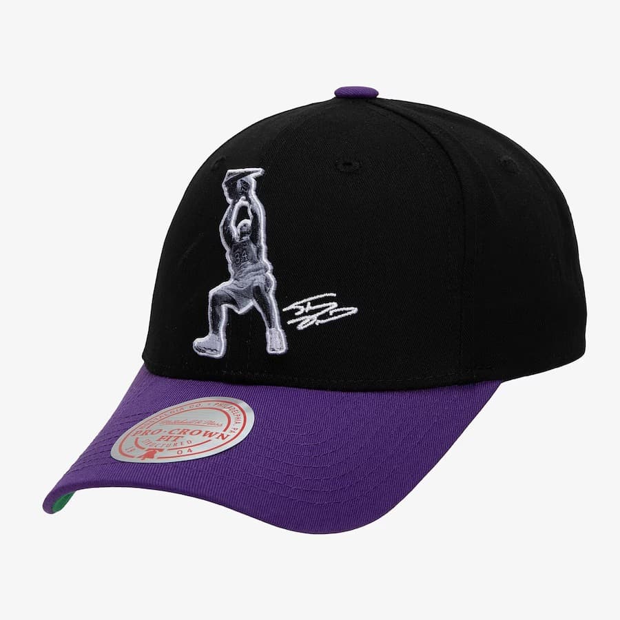 Бейсболка Mitchell & Ness Shaquille O'Neal Black Los Angeles Lakers Hardwood Classics Name & Number Highlight Real Snapback Hat