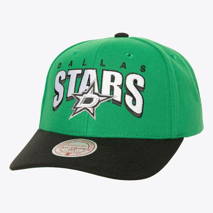 Бейсболка Mitchell & Ness Green Dallas Stars Boom Text Pro Snapback Hat